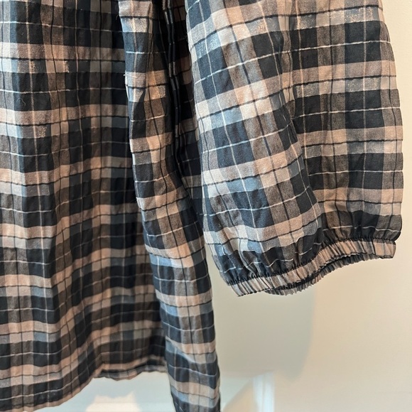 NWT BARBOUR Lorelie Seersucker Blouse in Praline Check Size 8 - Picture 3 of 14
